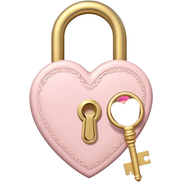 The key to the heart lock in soft pink, beige and yellow pastel colors emoji