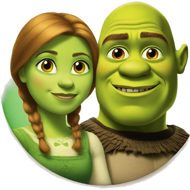 a portrait of shrek and fiona on the round background emoji
