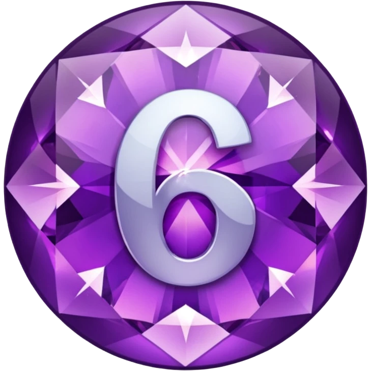 A round icon for a paid subscription of purple diamonds with the number 6 emoji