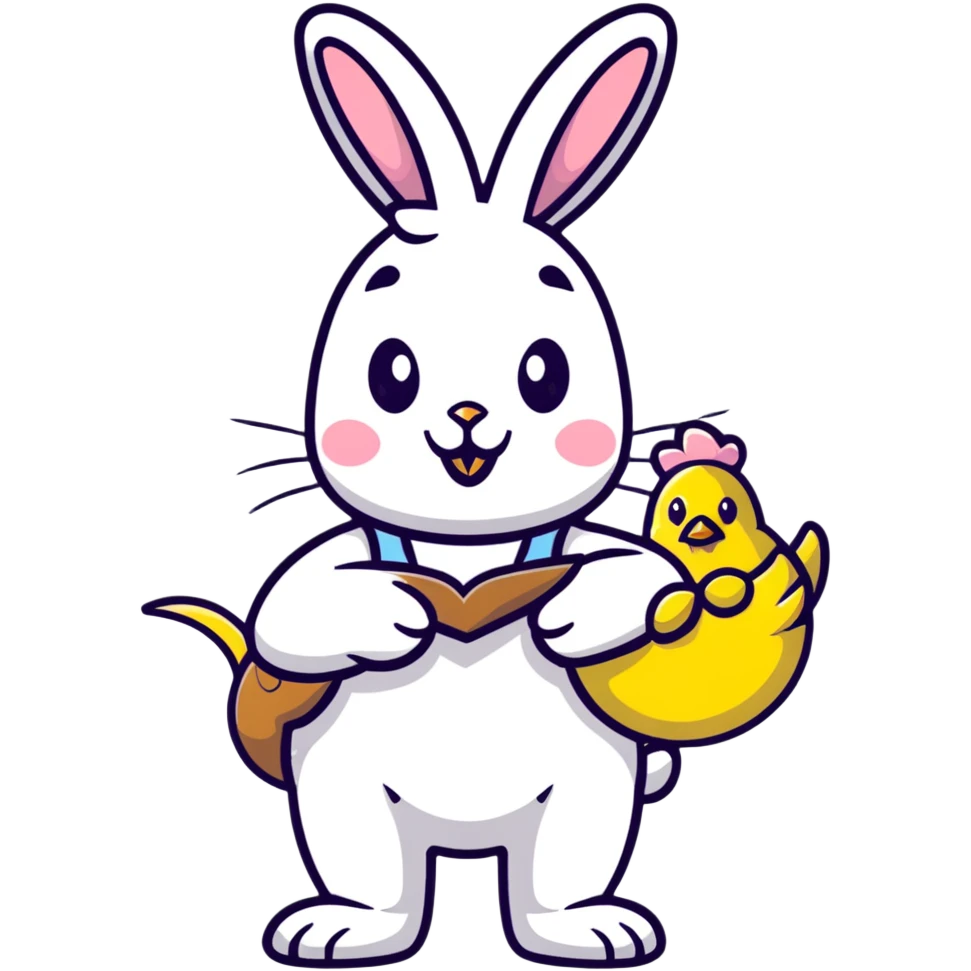 Easter bunny with chicken  emoji