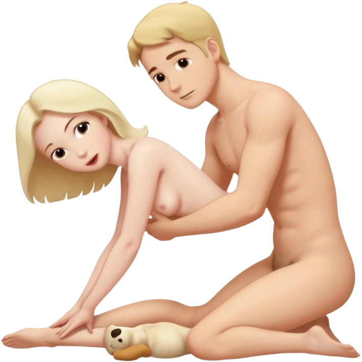White Man and white woman having sex naked doggy style sex position emoji