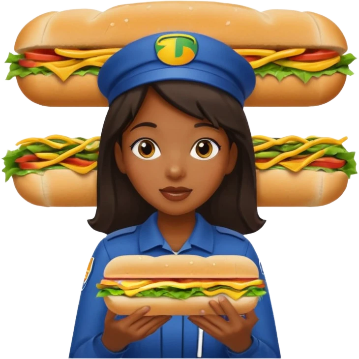 Black girl eating subway  emoji