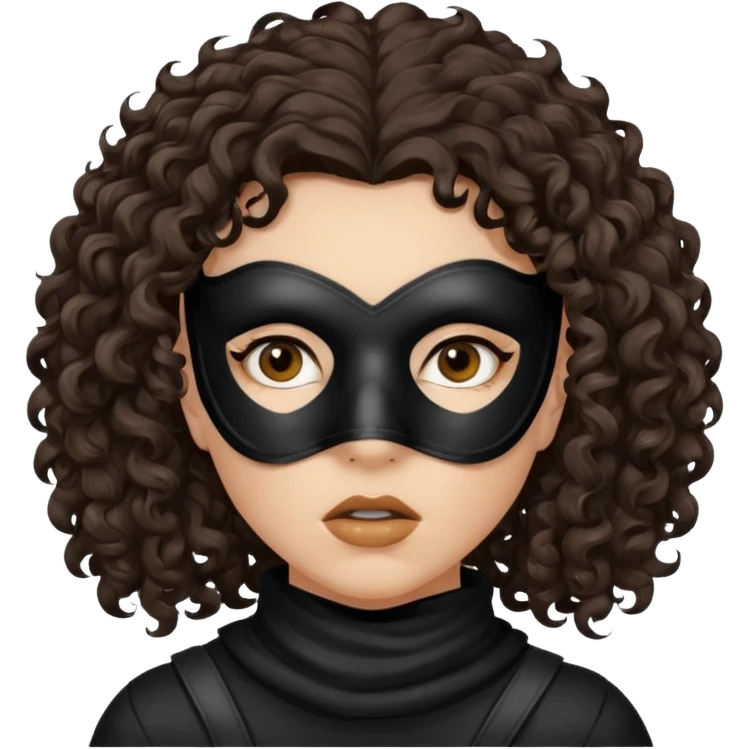 woman with robber mask concerned dark curly hair emoji