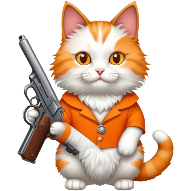 Cat holding a small pistol  emoji