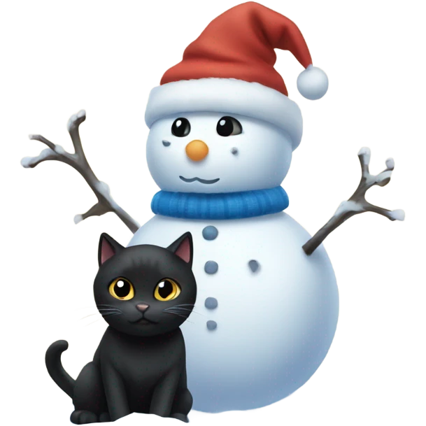 Black cat making a snowman  emoji