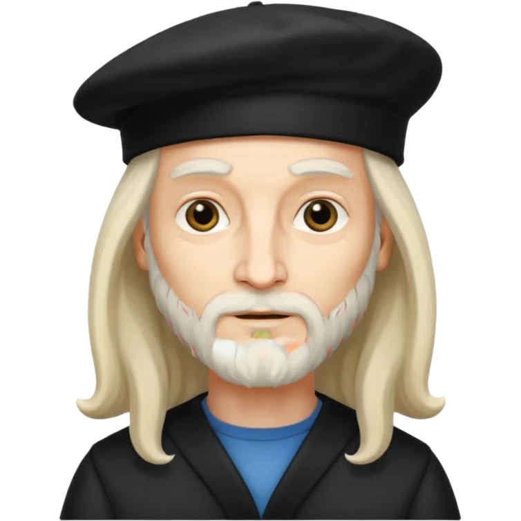 Leonardo da Vinci wear black berret hat emoji