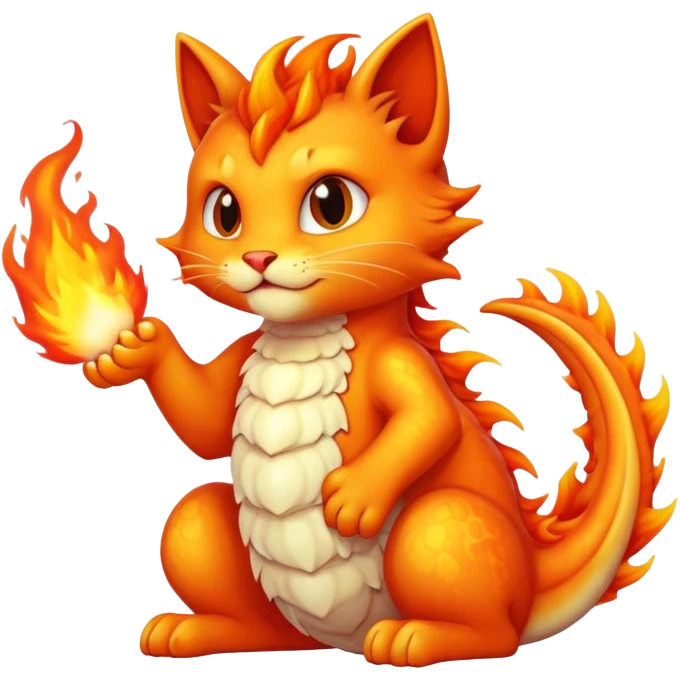 Dragon breath of fire at a cat emoji