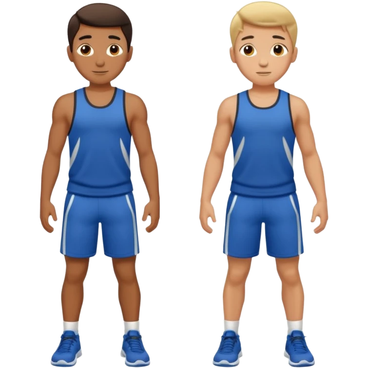 two boys walking, wearing gym clothes, full body emoji