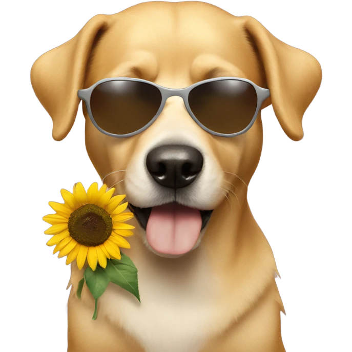 dog with a sunflower clip with sunglasses  emoji