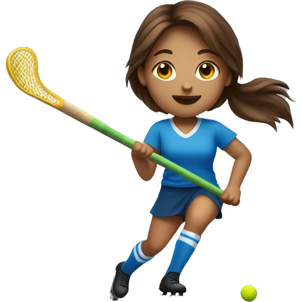 Brown hair girl playing field hockey emoji