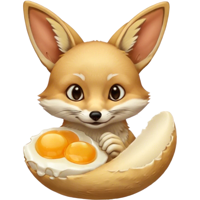 fennec eating an unpeeled raw egg emoji