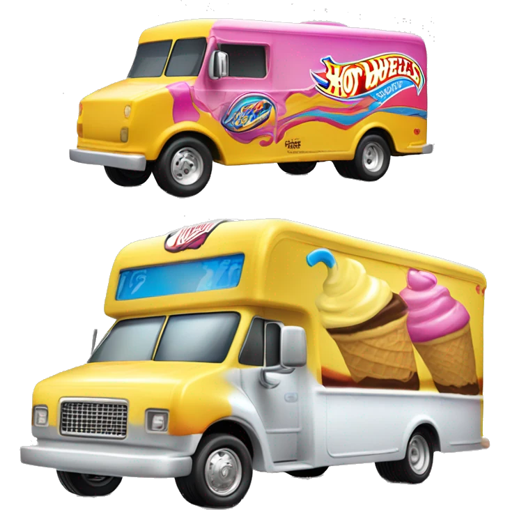 Side view hot wheels sporty 20 foot long banana split Ice Cream step van  emoji