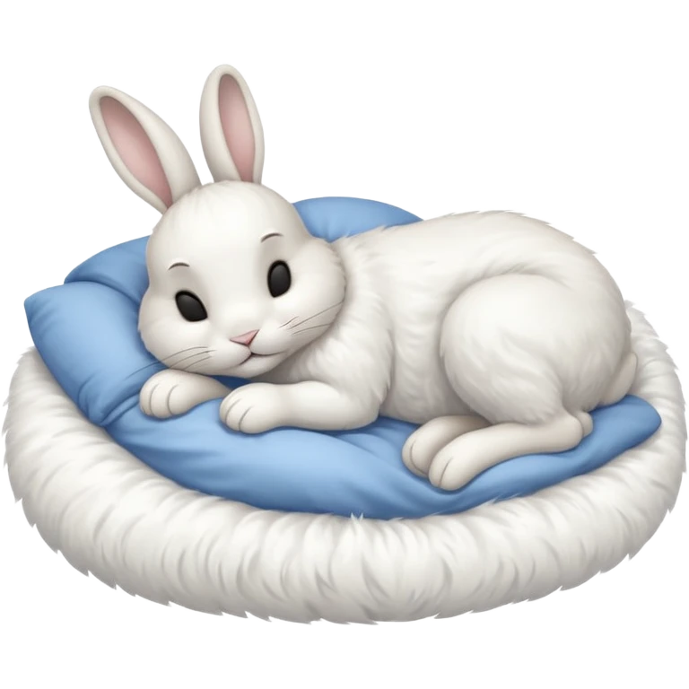 cartoon white rabbit asleep in bed emoji
