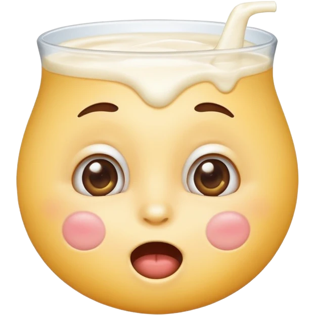 surprised face with milk on cheeks and mouth, fun and lighthearted, emoji style, suitable for emoji use emoji