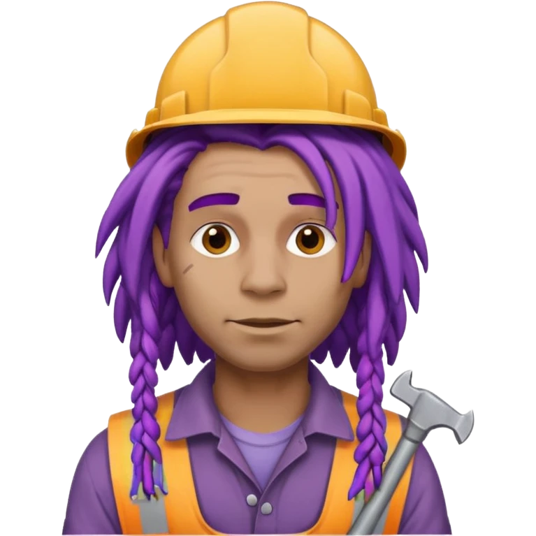 construction worker very dreadlocked purple haired man  emoji
