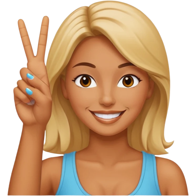 뻔뻔하고 기쎈 여자가 브이하는 모습 emoji