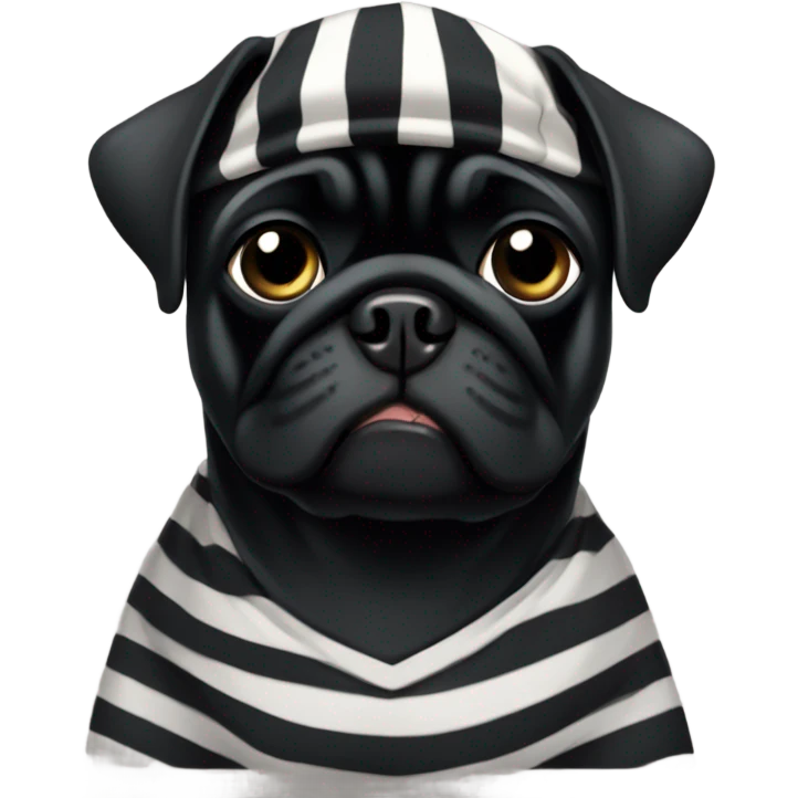 Black pug in prison clothes emoji