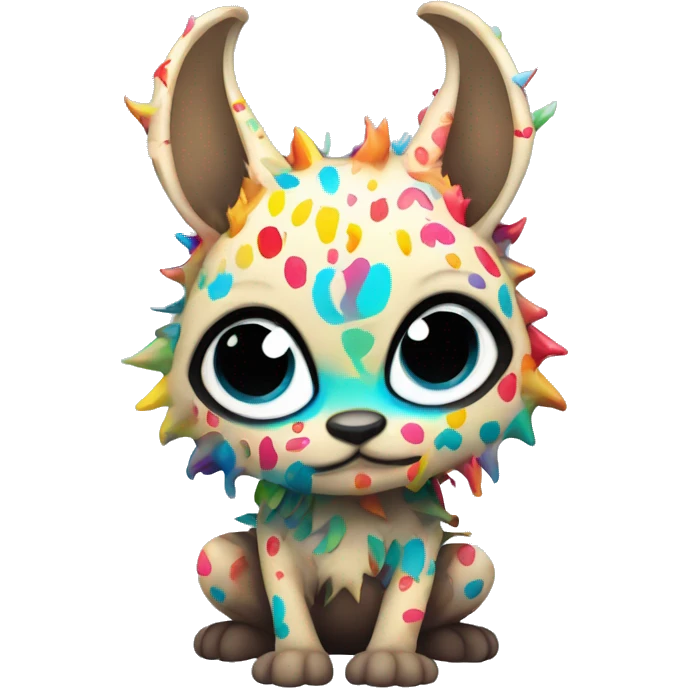 an edgy cute kawaii vernid-fionbri with colorful splash patterns full body emoji