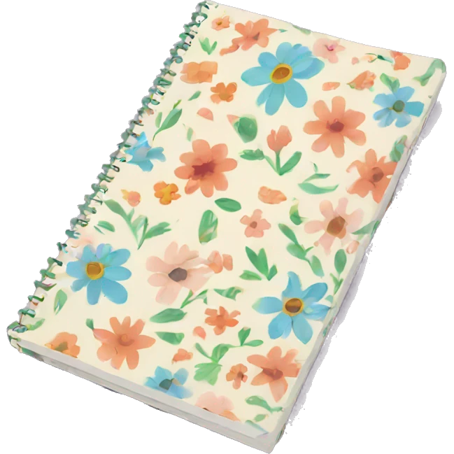 Notebook with flower pattern design on the cover emoji