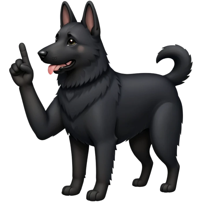 Black German shepherd giving the middle finger  emoji