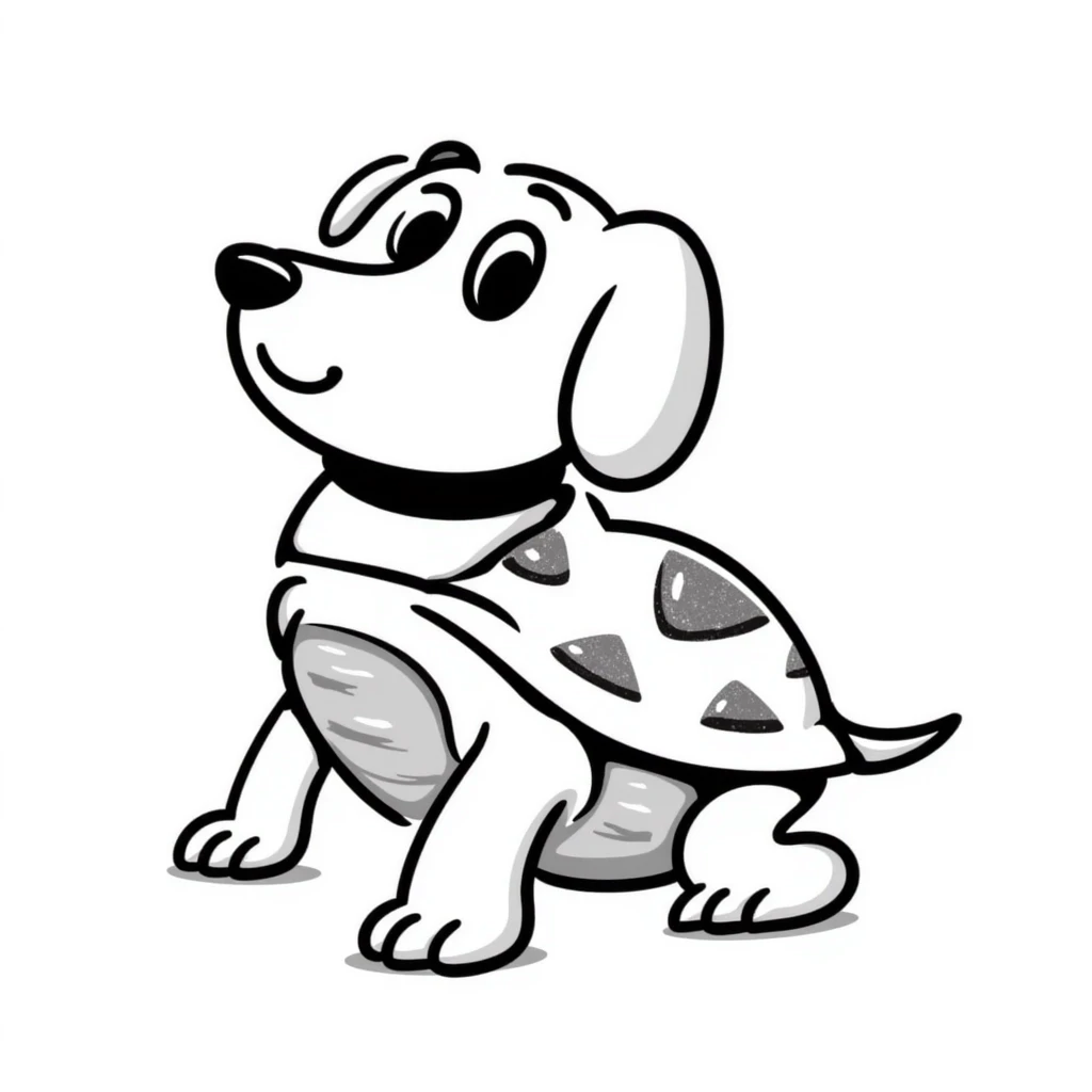 sketch of a frog-tortoise-dog hybrid emoji