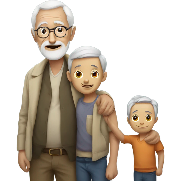 Old man with little kid emoji