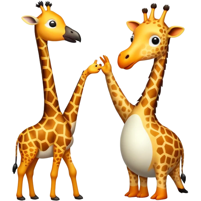 Penguin high fiving a giraffe  emoji