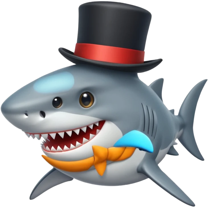 Shark with a top hat emoji