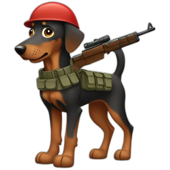 Red Doberman soldier emoji
