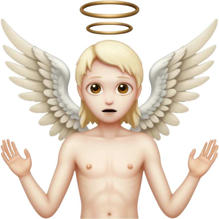 horrifying angel made of skin and bone with six wings emoji