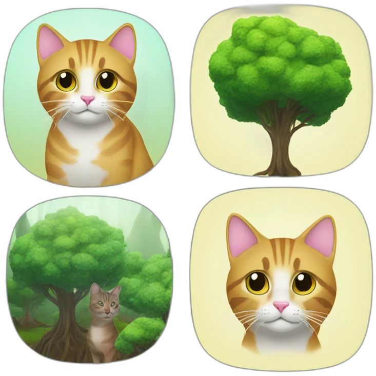 Cat and wale with plans trees emoji