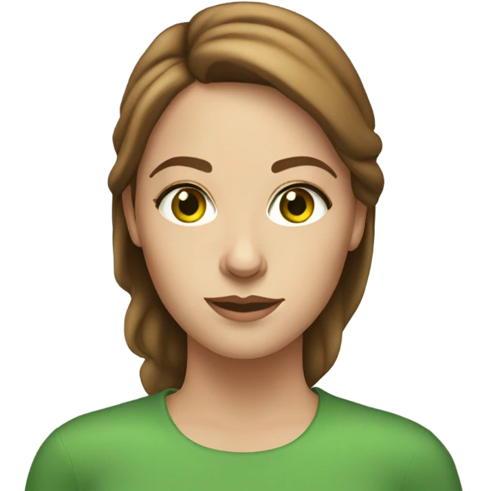 30 year old white woman brown hair green eyes emoji