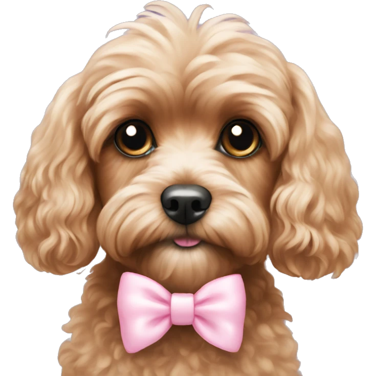 Cavoodle with pastel pink bow emoji