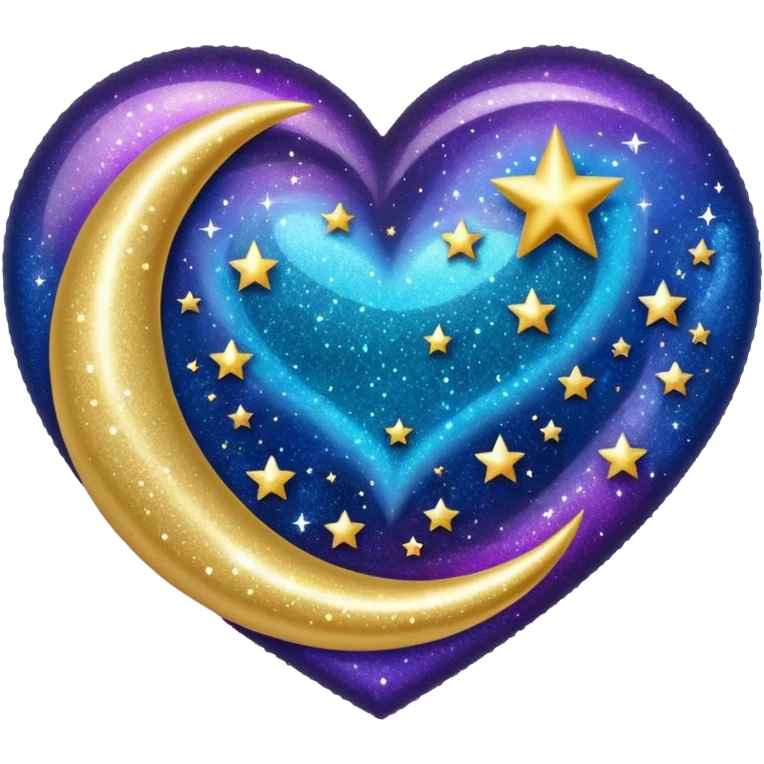 glitter heart with crescent moon sparkles emoji