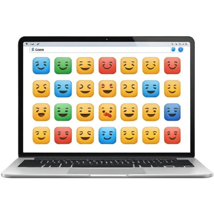 laptop emoji with website homepage on screen featuring mix of creative image blocks and text blocks emoji