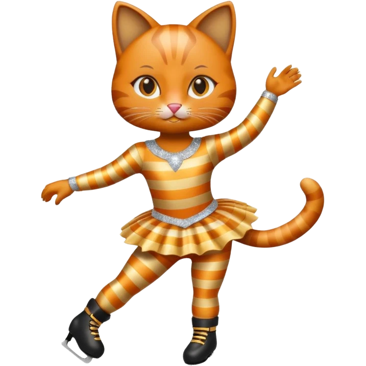orange striped cat figure skating emoji
