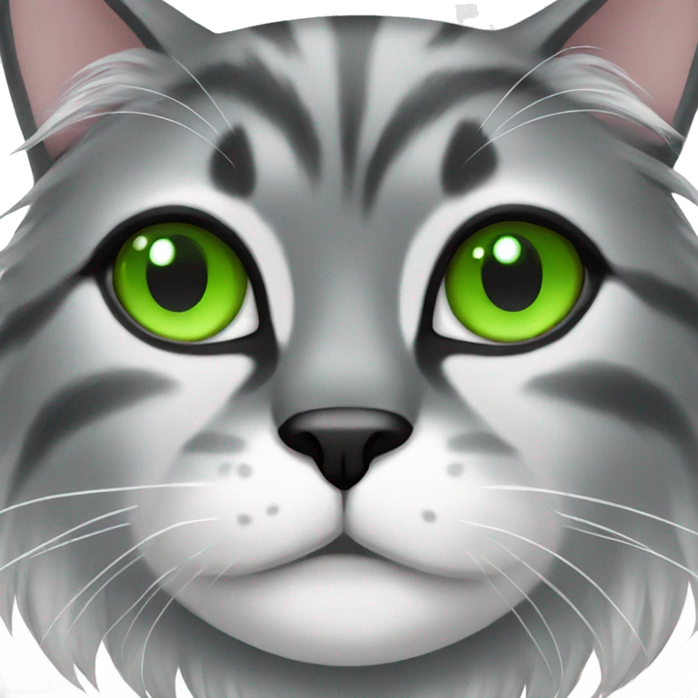 Black and White long hair cat with green eyes  emoji