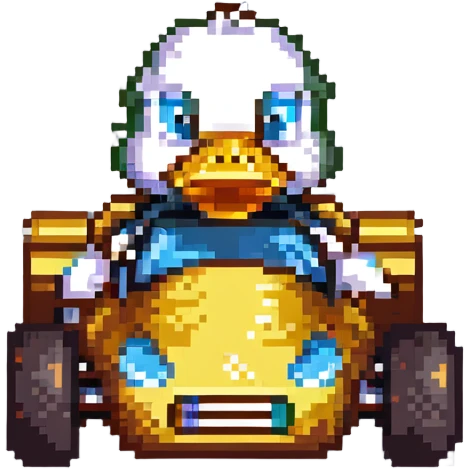 cartoon duck driving a race car emoji