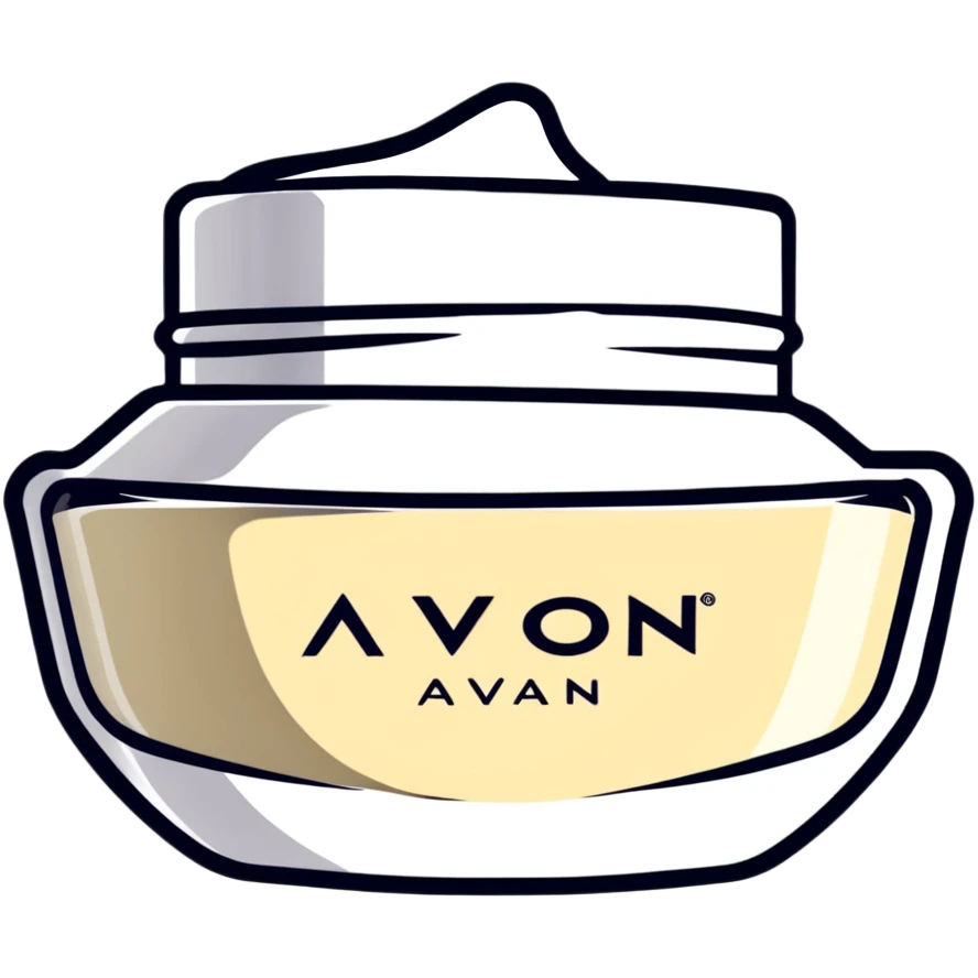 face cream jar with AVON logo emoji
