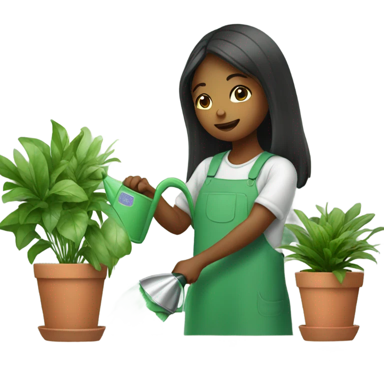 girl watering indoor plants emoji