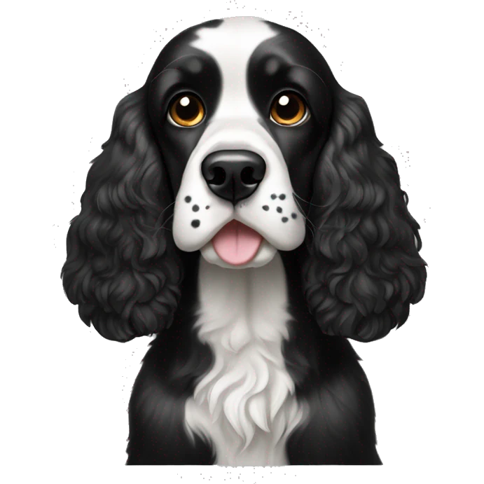 black and white cocker spaniel with nose spots emoji