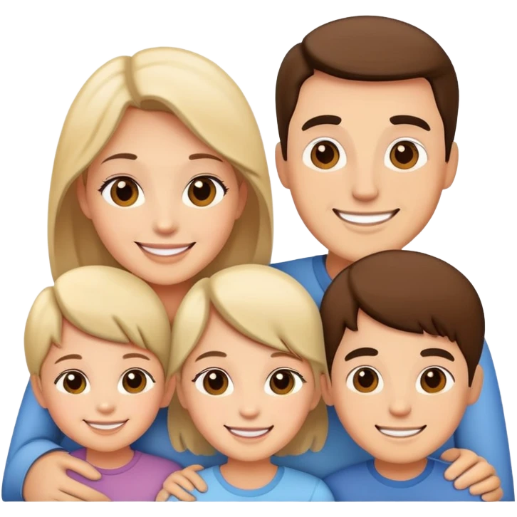 happy family with parents and children together emoji