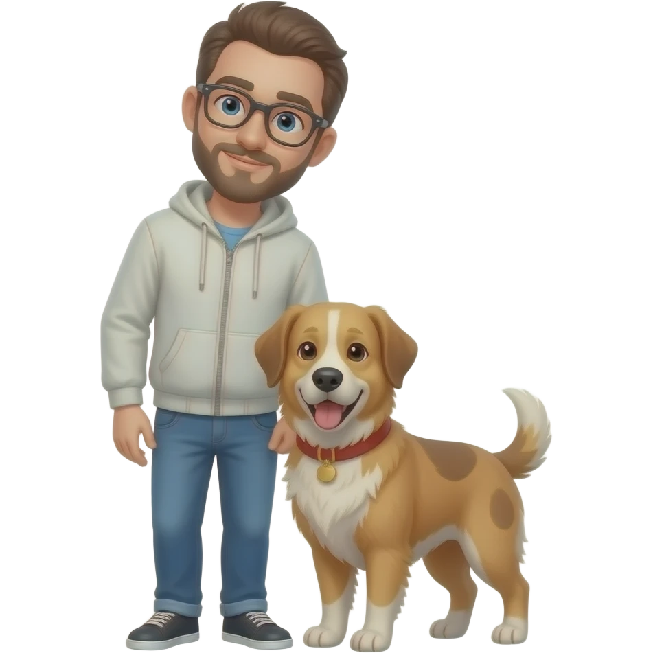 🧍🏼+ 🐕 = homem emoji