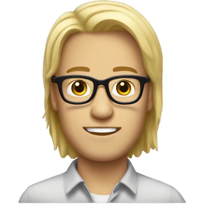 medium long blonde guy with black glasses emoji