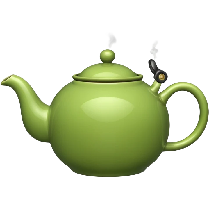 ["Round green teapot with steam rising."] emoji