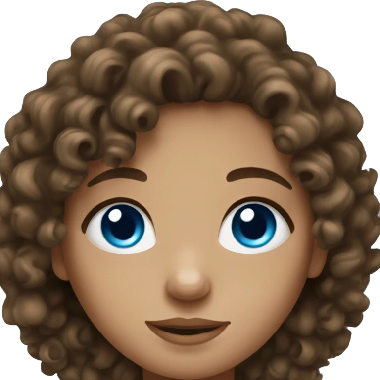 curly hair brunette with blue eyes  emoji