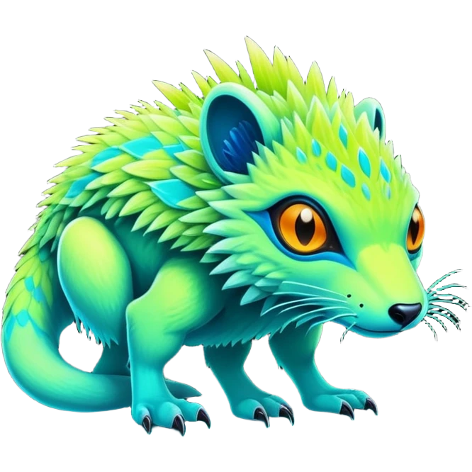 Tropical futuristic lush warm-colored neon Fakémon-Vernid-creature emoji