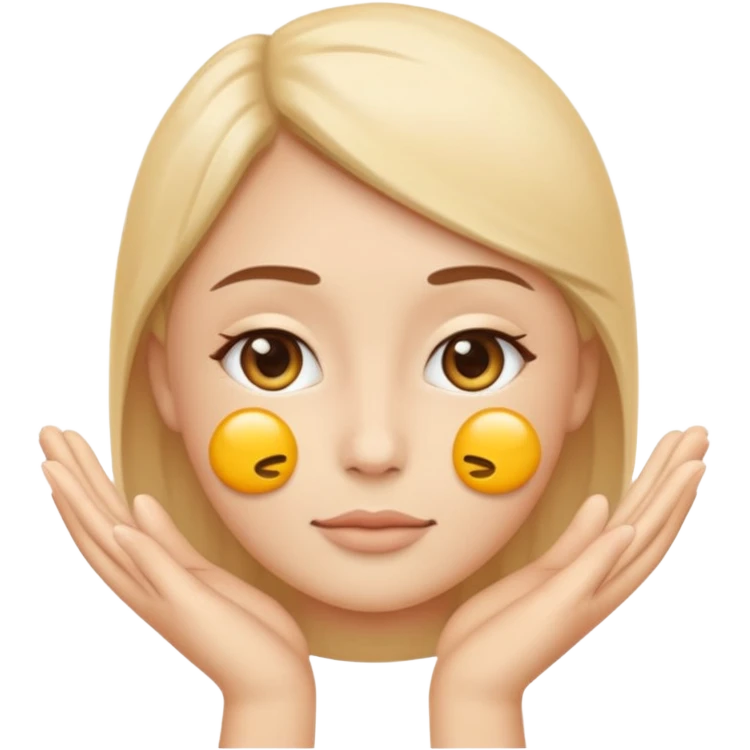 Minimal emoji representing reduced facial puffiness, soft hand gesture shaping the face contour, balanced and natural appearance, wellness-focused, simple and easy to understand
 emoji