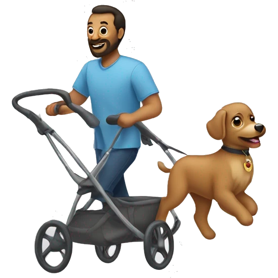 Dad walking a stroller with a shitzhu in it  emoji