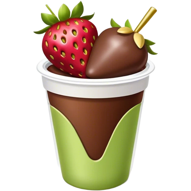 Chocolate covered strawberries with pistachio in a plastic cup emoji